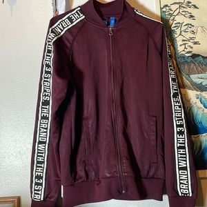 Mens Adidas Burgundy Zip-Up Sweater